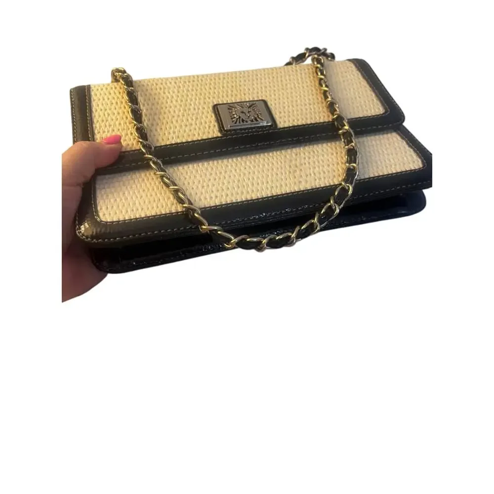 Womens Anne Klein Woven Straw Shoulder Purse